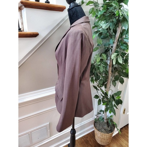 Max Studio Brown Polyester Single Breasted Two Buttons Fitted Blazer 10 NWT $198 - Picture 5 of 12